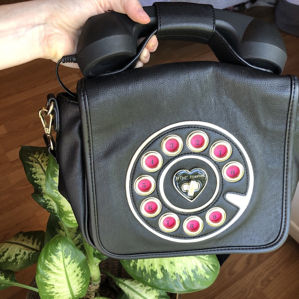 Black and pink Betsey Johnson phone purse